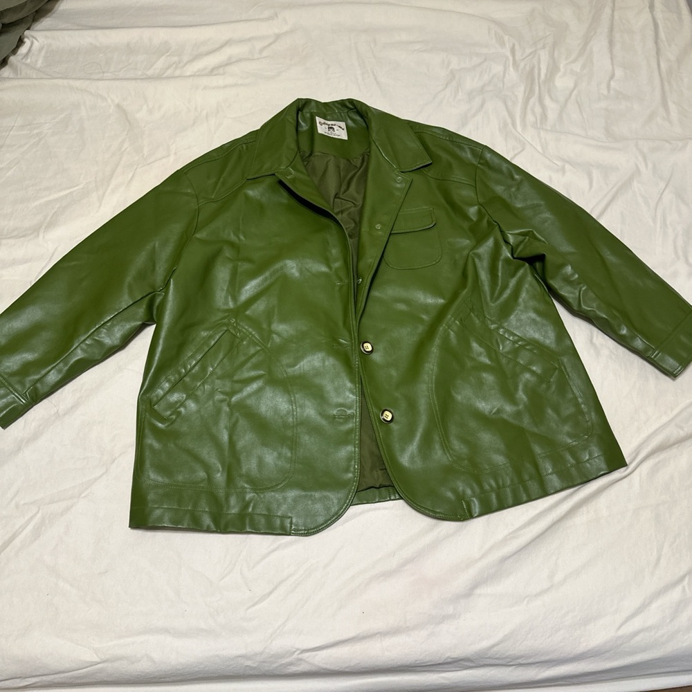 Women’s Green FauxLeather Jacket